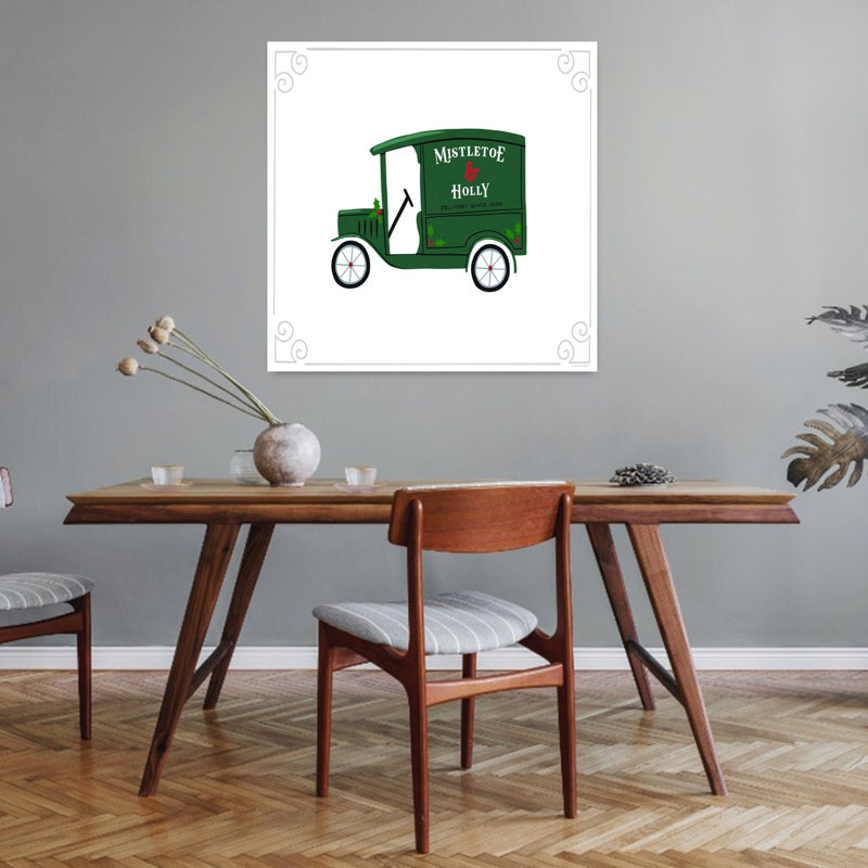 Mistletoe Holly, camion de livraison rétro, art rétro, H 32 po x l 32 po
