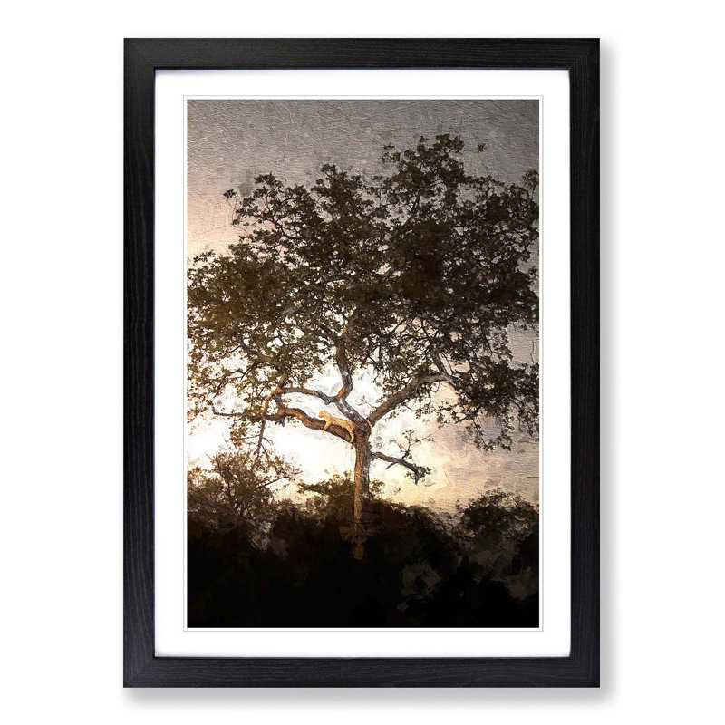 Leopard Siesta - Picture Frame Painting Print, Black Framed, 48cm H x 36cm W x 2cm D
