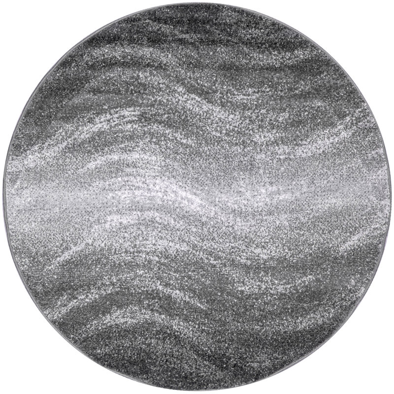 Asavira Abstract Area Rug for Living Room Bedroom Dining Room Kitchen, Charcoal/Black, Round 7' 6"