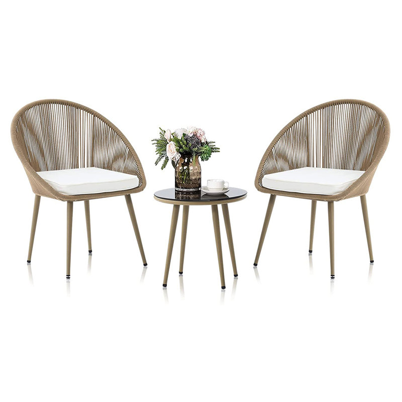Aloisia 2 - Person Patio Dining Set with Round Table , Cushions Included, White, Brown