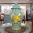 Yellow Floral Porcelain Temple Jar with Lid