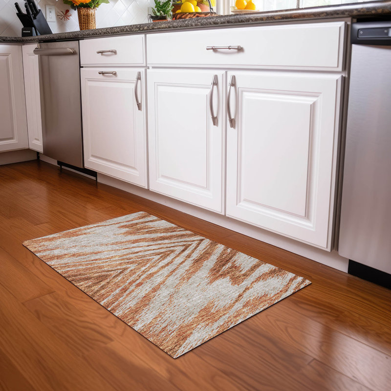 Premium Machine Washable Prisco Paprika Rug, Rectangle 1'8" x 2'6"