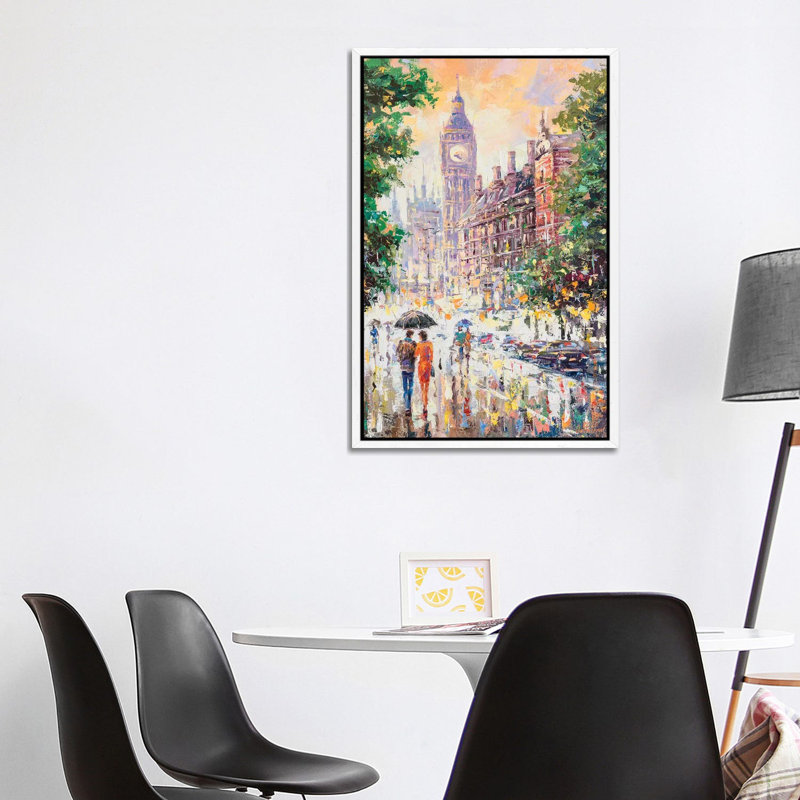 London by Andrej Ostapchuk - Painting on Canvas, 101.6cm H x 66.04cm W x 3.81cm D, White Framed