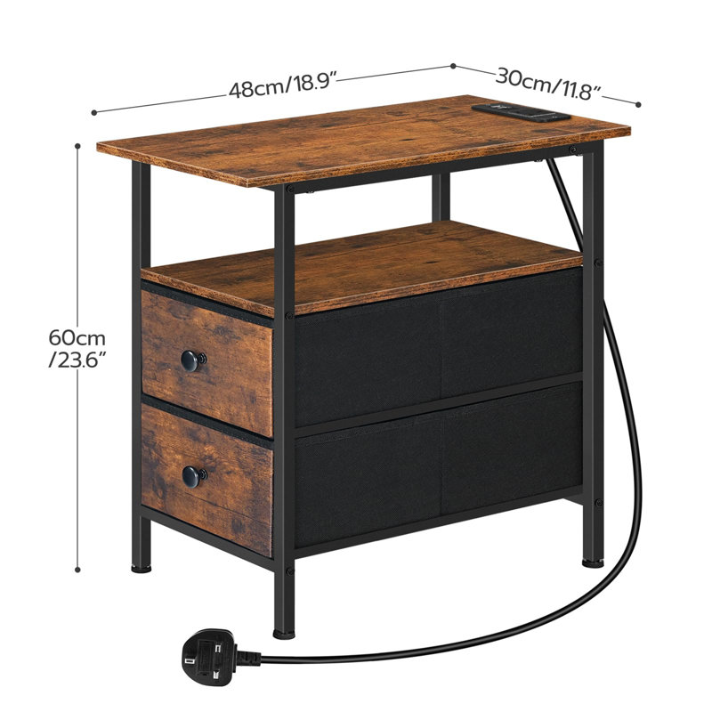 Areille 48cm W Metal Bedside Table