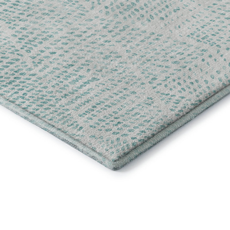 Tapis turquoise Cerrito AMF591 lavable à la machine de qualité supérieure, Rond 8 pi