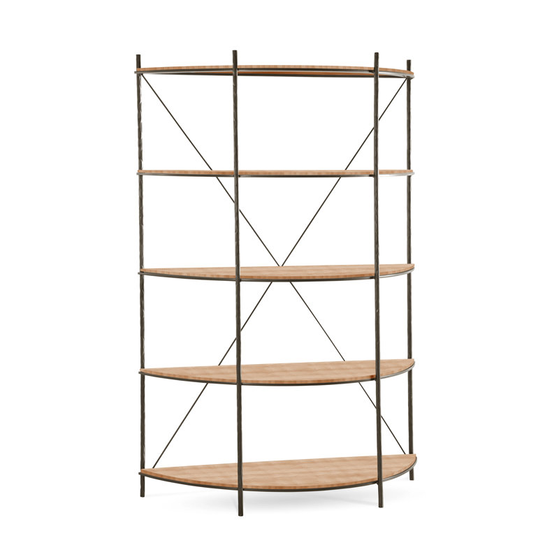 Baldwin Solid Wood Bookcase, Burnished Iron, Clear Coat