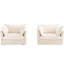Fauteuils crème en chenille pour recoins de lecture - Fauteuils d'appoint à assise profonde et coussins doux, tissu