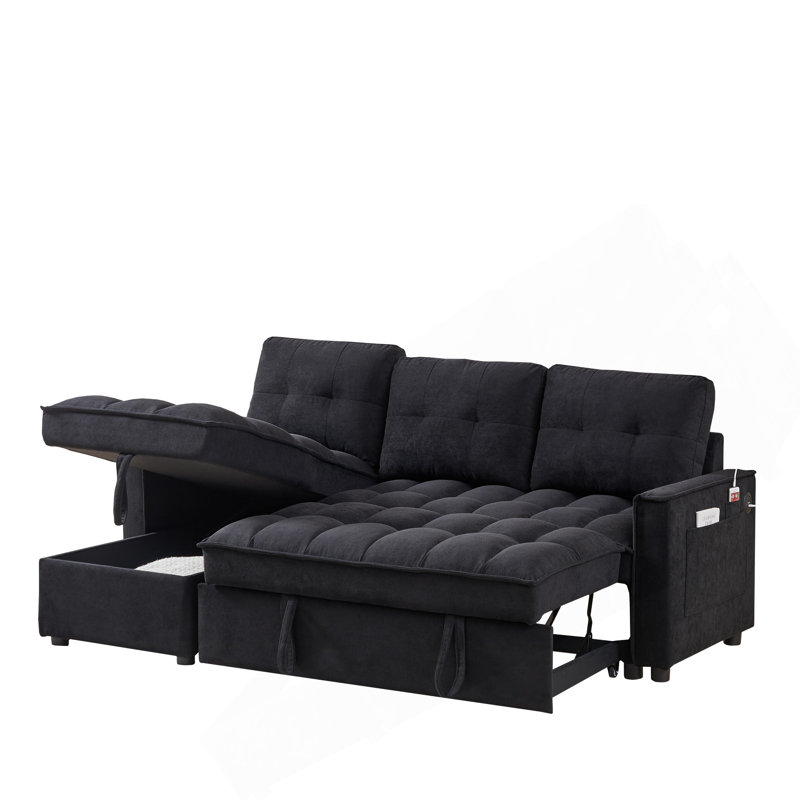 Canapé inclinable de 78,75 po, canapé-lit escamotable avec ports de chargement USB et Tape-C, canapé modulaire en forme de L avec rangement inclinable et rangement avec accoudoirs, canapé de salon confortable