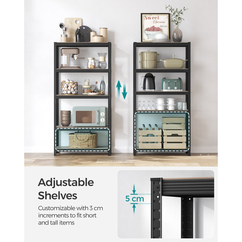 90cm W Steel Shelving Unit, Greige/Black