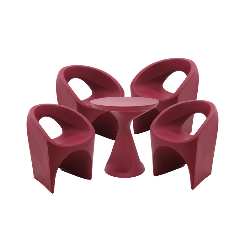 Tramontina Jet 5 Pcs. Polyethylene Lounge Set, Burgundy, Burgundy