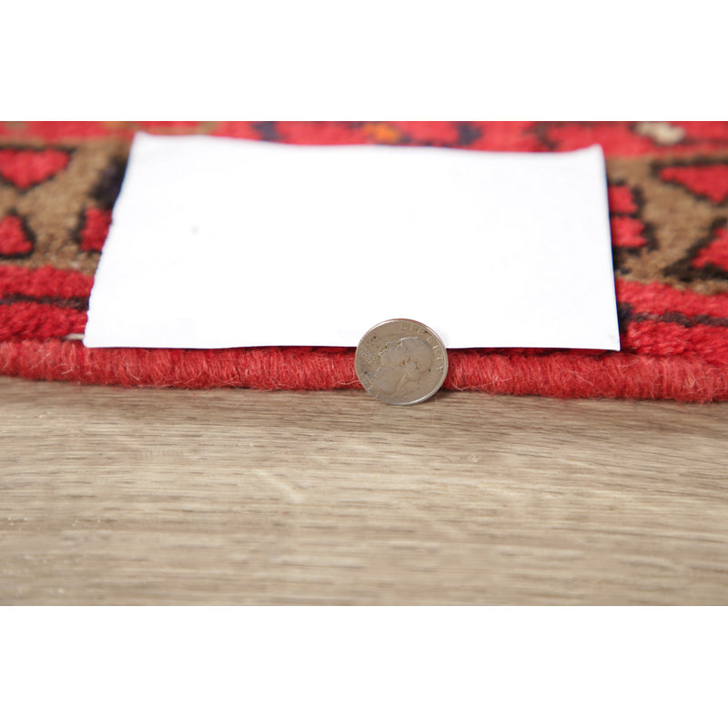 Tapis unique en laine noué à la main nouvel âge 2 pi 11 po x 4 pi 10 po rouge Nizeria