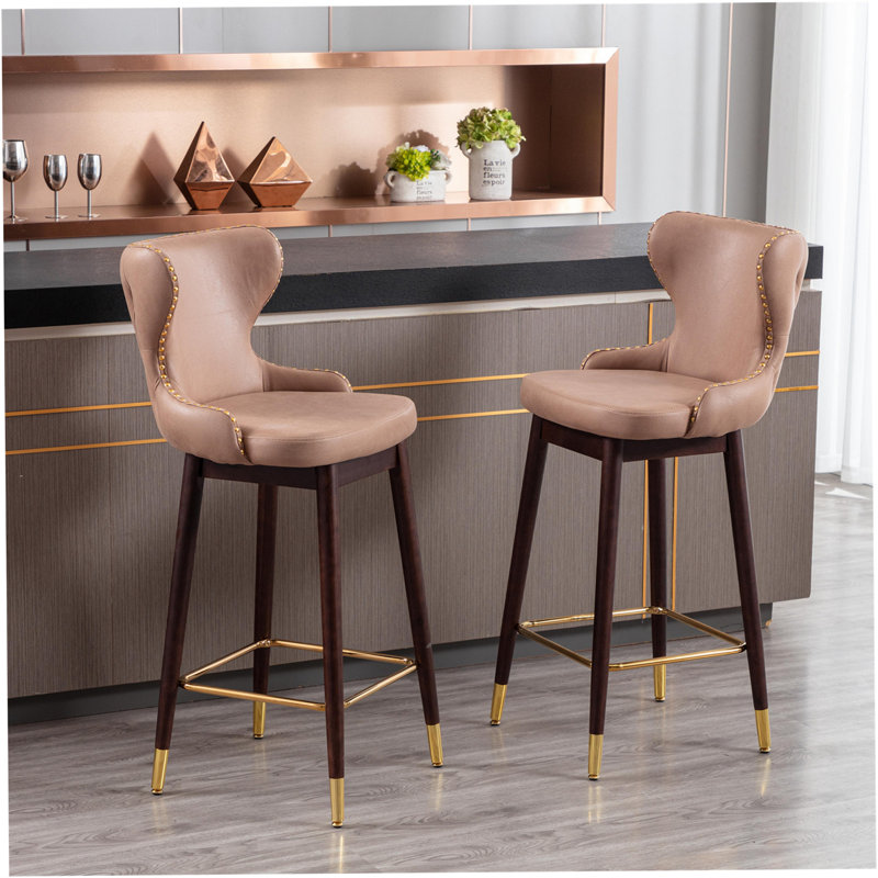 Ensemble de 2 tabourets de bar Delasia, Kaki