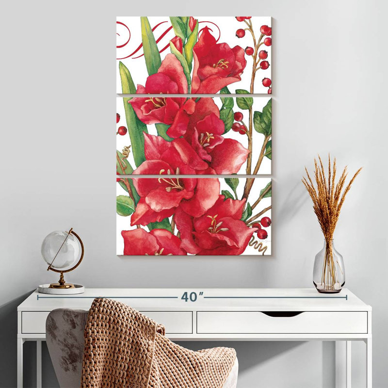 Harnek fleurs et baies glaïeuls, H 32 po x l 20 po