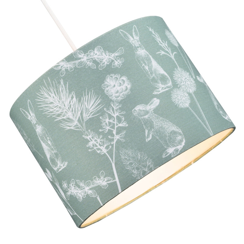 18cm H Cotton Blend Drum Lamp Shade ( Screw On ) in Green