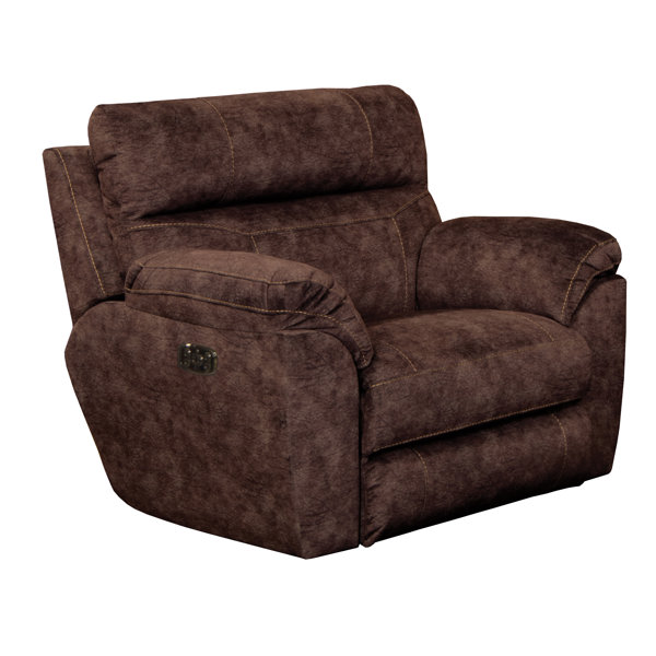 Huguley Power Lay Flat Recliner with Extra Extension Foot Rest Wildon Home Body Fabric: Brown Polyester