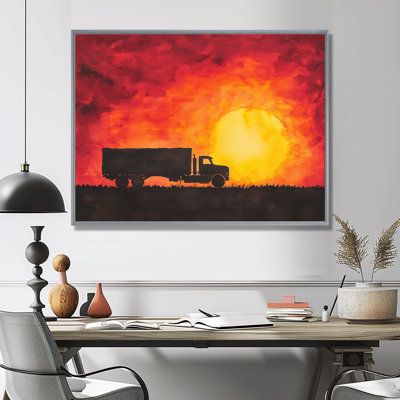 «Sunset Truck Cargo Highway II», impression d'art mural camion