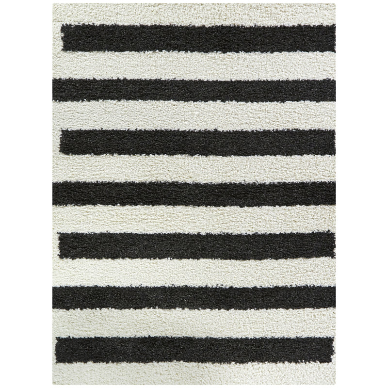 Tapis gris anthracite / blanc Alishba, Rectangle 5 pi 3 po x 7 pi