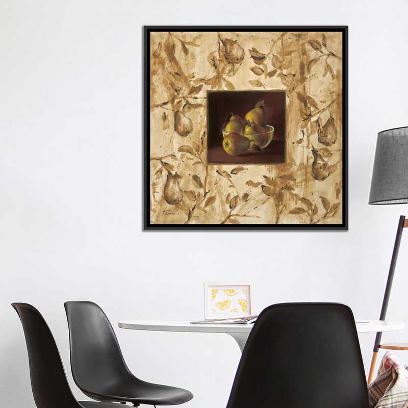 «Peras en la Mesa», reproduction d'art sur toile tendue, H 37 po x l 37 po x P 1,5 po, Pas de tapis, Toile avec cadre noir