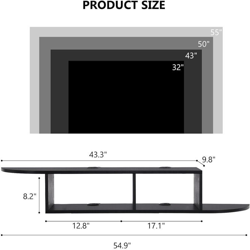 Floating TV Stand with Storage,Floating TV Shelf for Wall, Floating Entertainment Center Wall Shelf for Living Room, Bedroom