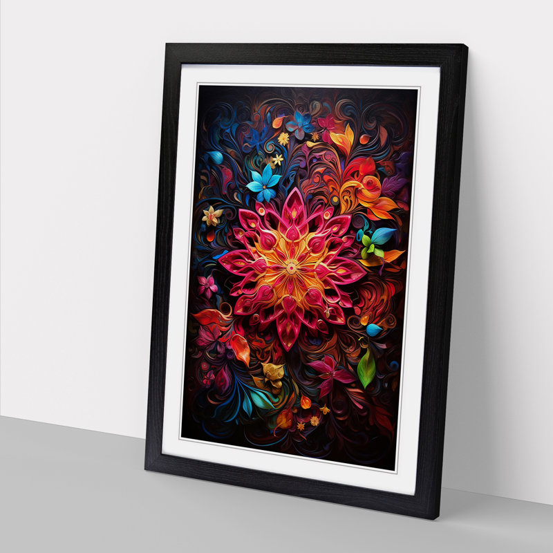 Mandala Contemporary Art - Framed Print, 46cm H x 34cm W x 2cm D, Black Framed