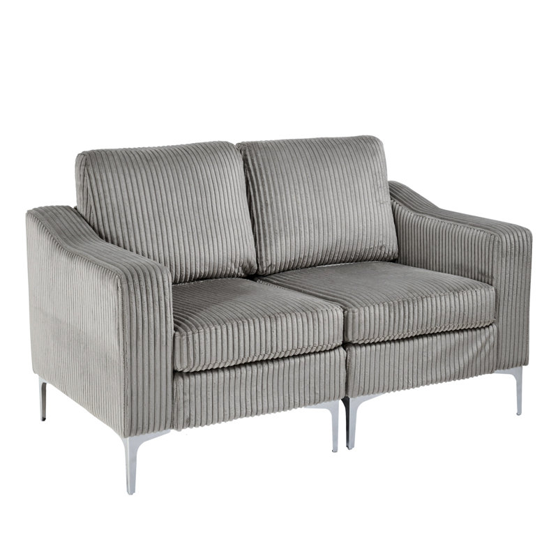 Corduroy Two - Seater Gray Modular Sectional , Soft And Relaxing Seating For People, Simple Installation, Frame, Multiple Cushion Seat Style Comfortable Seating, Assembly, Legs,