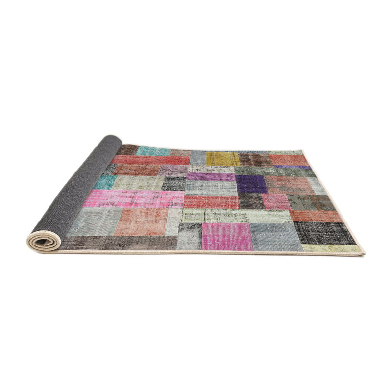 Tapis bleu/gris/rose zone contemporaine, Rond 6 pi