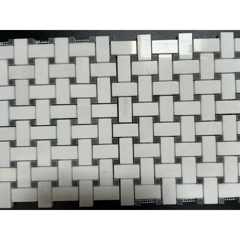 Panier Thassos tressé à pois gris