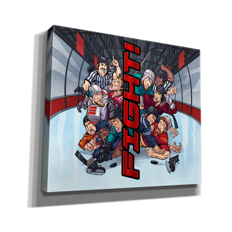 «Lurello Hockey Fight» sur toile de fond, H 26 po x l 30 po x P 1,5 po