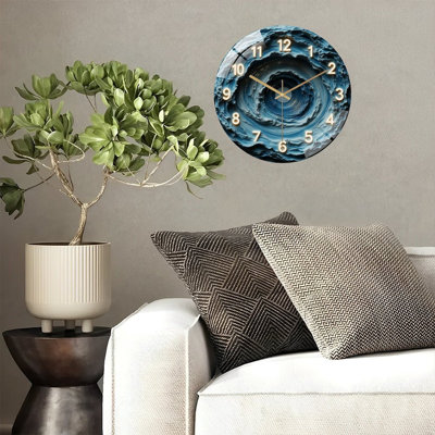 12-Inch Silent Tempered Glass Wall Clock, " Elegant Nautical Wall Clock Decorative Art ” Silent Non-Ticking Clock, Battery Operated (AA Batteries Not Included), Artistic Home Decor