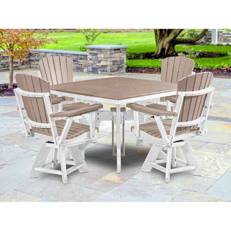 Ensemble repas d'extérieur carré 4 personnes L 44 po Alyxzander, Blanc / brun