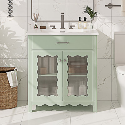 Meuble-lavabo de salle de bain avec verre trempé