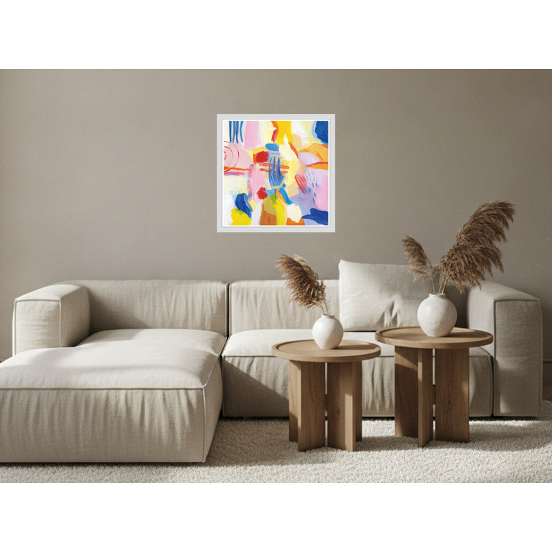 «Vibrant Abstract Colorful Expression», art mural sur toile encadrée, White, 16" H x 16" W