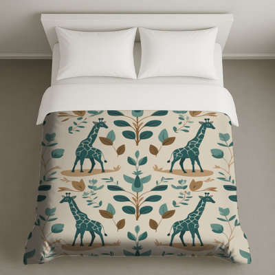Giraffe With Leaves Duvet Covers