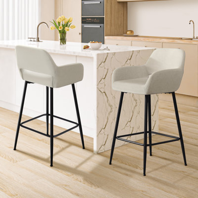 Erdmann Upholstered Counter Stools, Set of 2 Bar Stools with Metal Frame