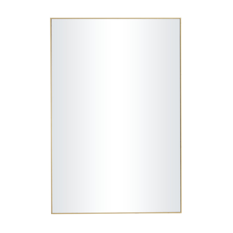  Minimalist wooden wall mirror with thin frame, Doré, 36 po x 24 po