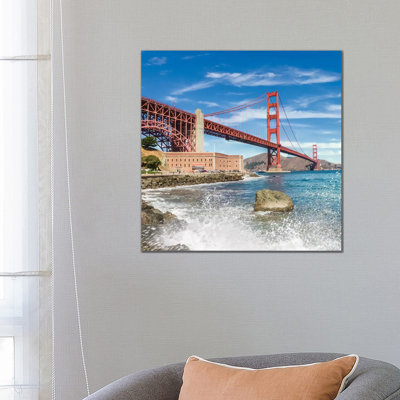 Golden Gate Bridge Coastline Impression 1 Piece Wrapped Canvas Wall Art