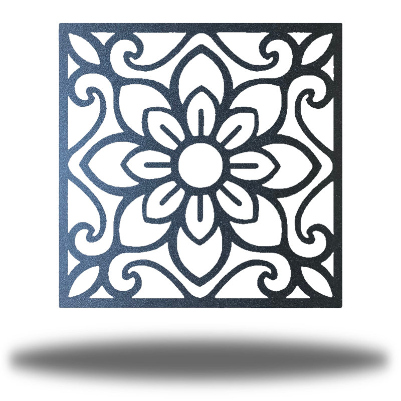 Traditional Plants & Flowers Wall Decor on Metal, Black, 18" H x 18" W x 0.06" D