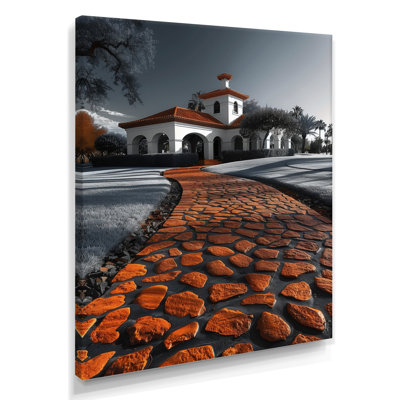 Monogramme orange et gris Path To The Country Club - Décoration murale Country Club