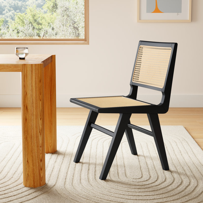 Atticus Cane Dining Chair, Black/Natural