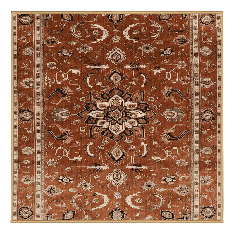 Tapis brun lavable à la machine, Rond 4 pi