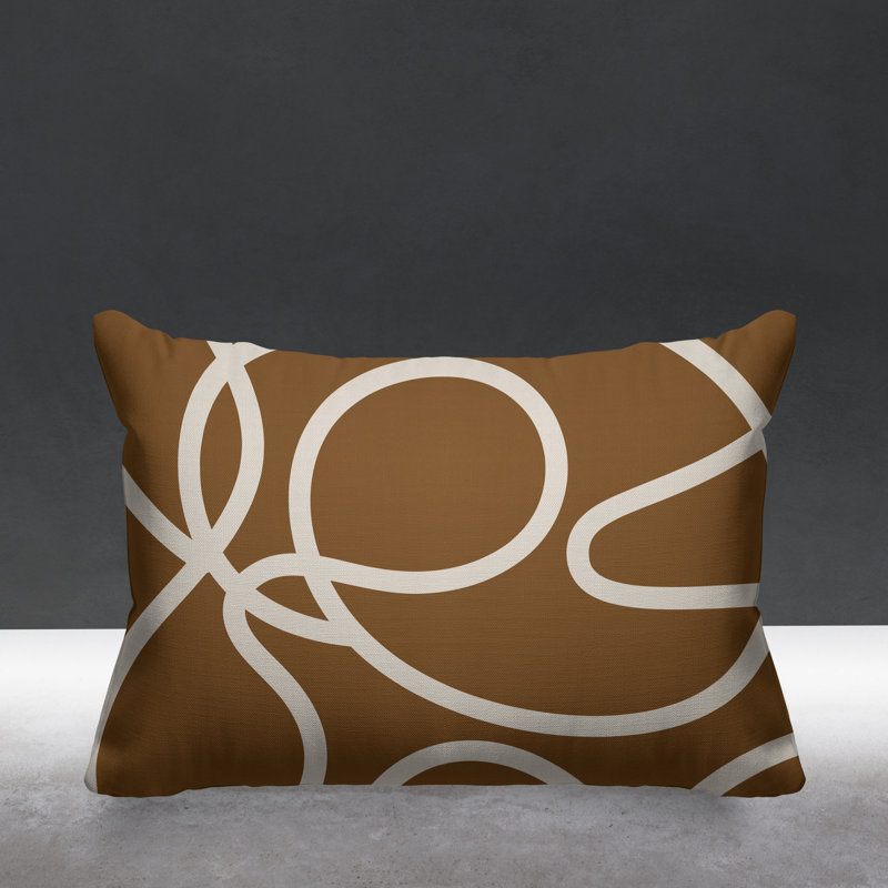 Coussin décoratif intérieur / extérieur Boho Doodles, Noyer