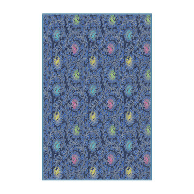 Tapis floral bleu