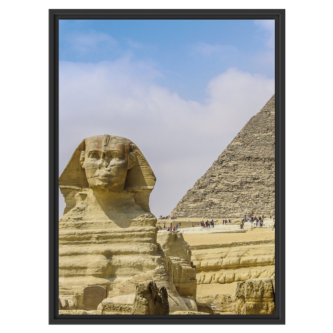 Gerahmtes Wandbild Sphinx von Gizeh mit Pyramide