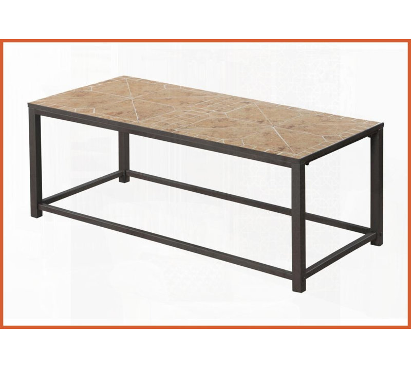Carreau brun rectangulaire de 42 pouces & amp; Table basse en métal pour le salon, design épuré multi-usage