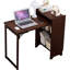 Bureau pliant en bambou, bureau pliable pour les petits espaces, bureau d'ordinateur avec rangement caché et prise intégrée, table pliable de style Mid-Century pour bureau à domicile et chambre à coucher (brun noyer)