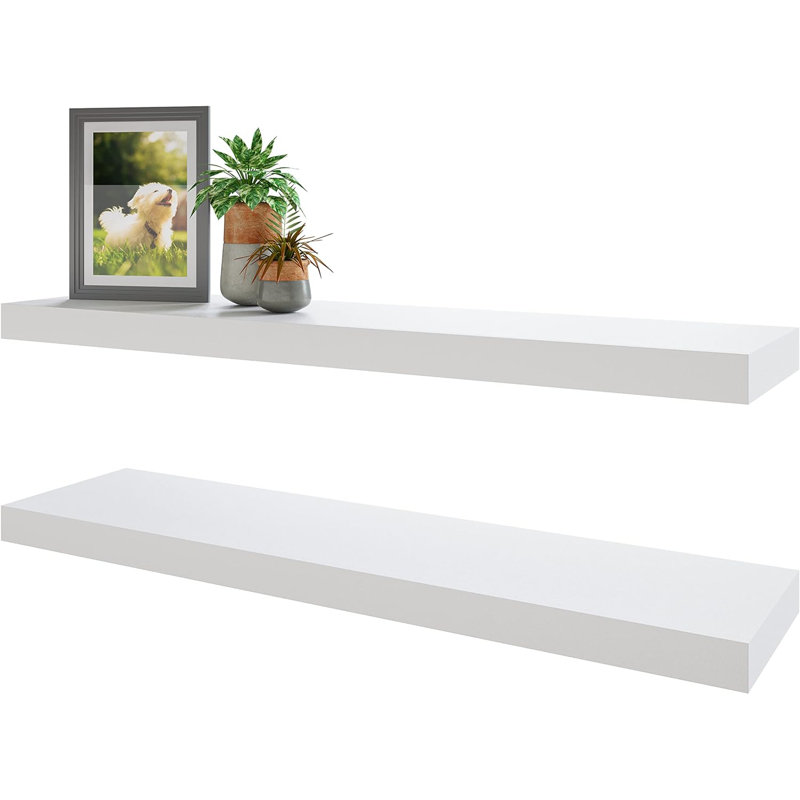 Floating Shelves Set Of 2, Premium Engineered Wood Wall Shelves With Heavy Duty Brackets For Bathroom, Living Room, Bedroom, 1.75 Inches,Length: 31.5 inches