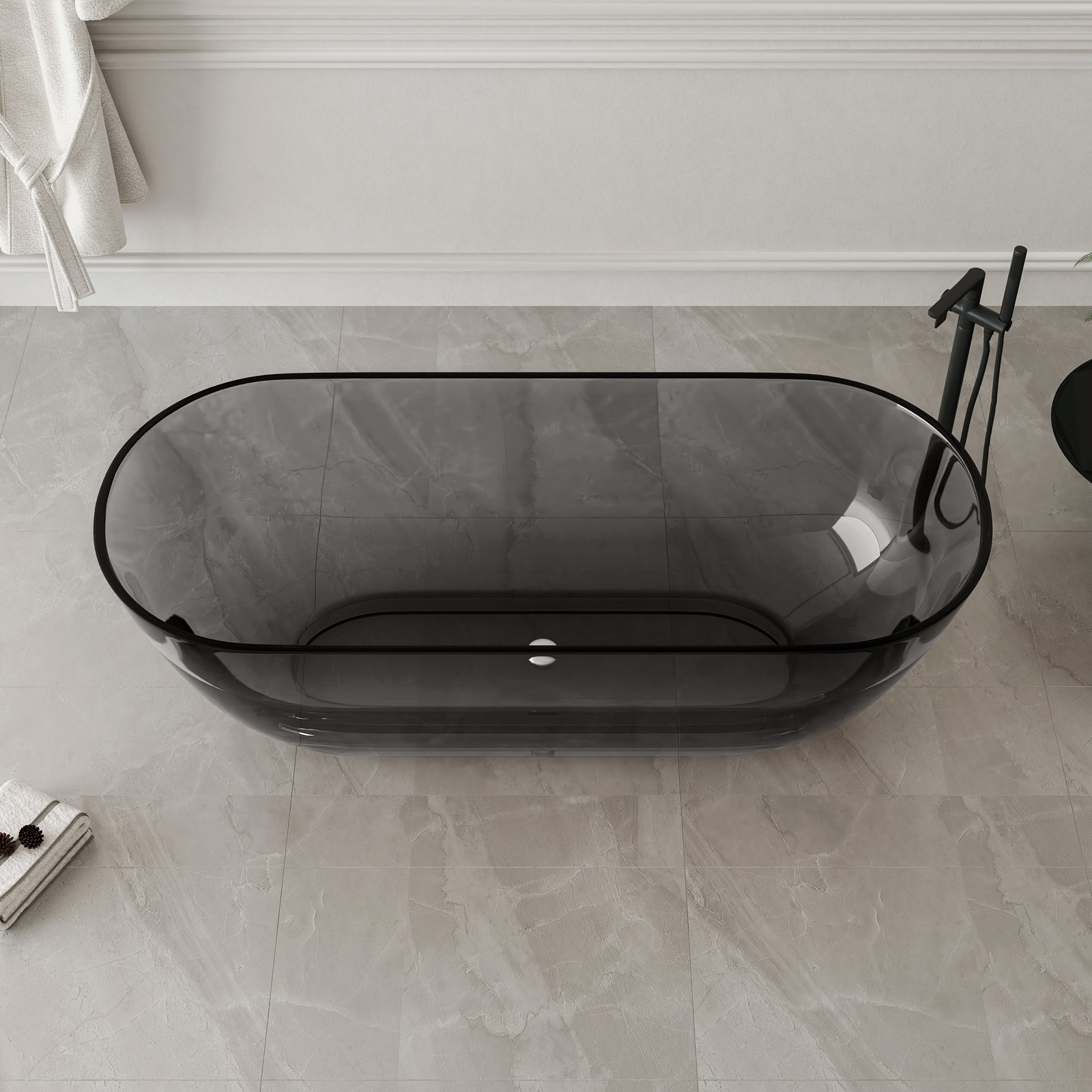 Forma 69" Solid Surface Soaking Bathtub, Black