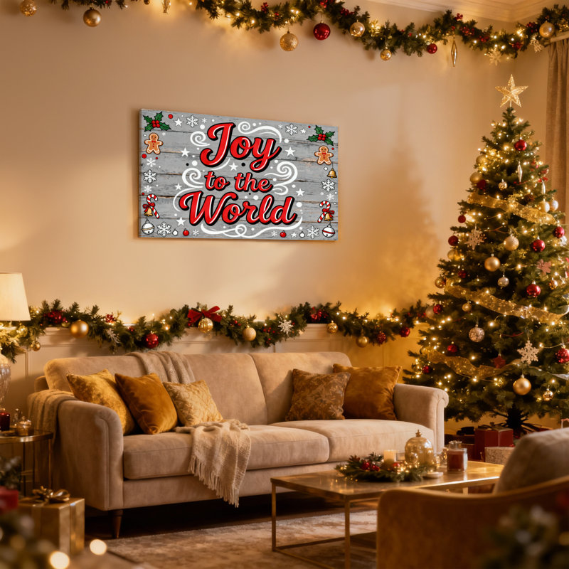 «Christmas Joy To The World Christmas», ensemble de 3 impressions sur toile, H 20 po x l 30 po