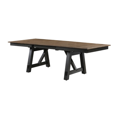 Riby Dining Table, 66-94 Inch Top With 2 Leaves, Brown, Charcoal Black Wood