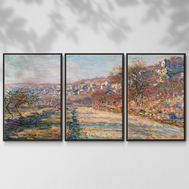 Monet - Toile encadrée multi-pièces_580MONETC, H 40 po x l 78 po x P 2 po, Cadre noir